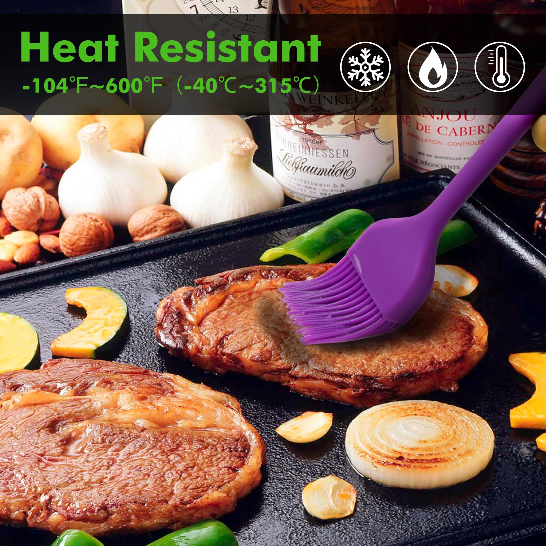 HOTEC BPA free dishwasher safe silicone brush with stainless core