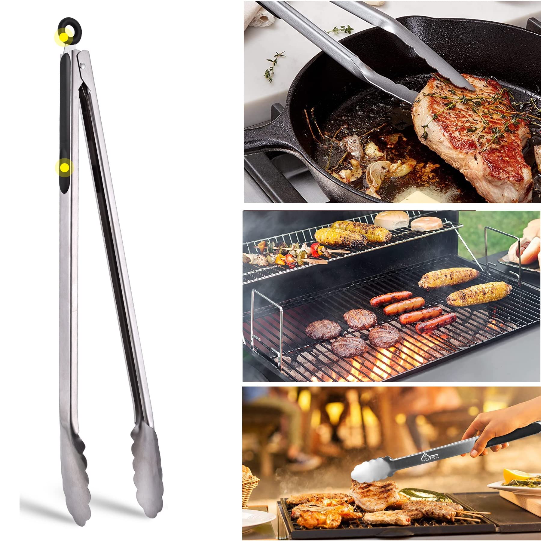 Hotec dishwasher-safe tongs ensure easy cleaning after family meals.