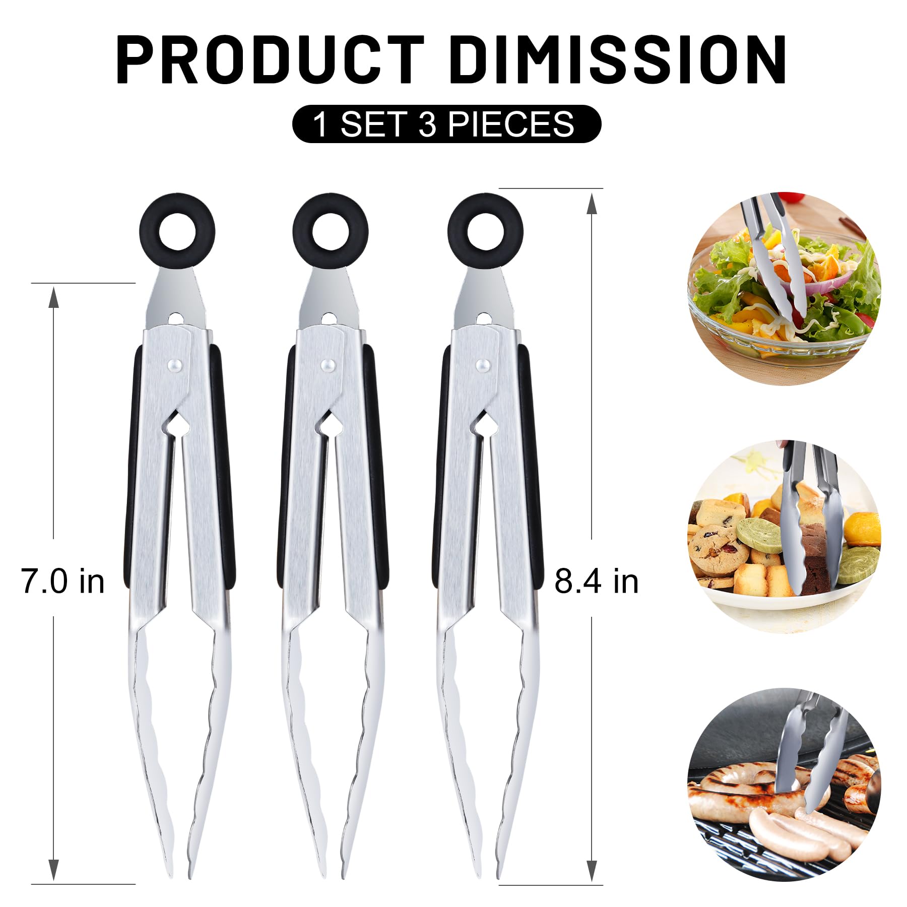 Hotec mini tongs with locking mechanism for compact storage.