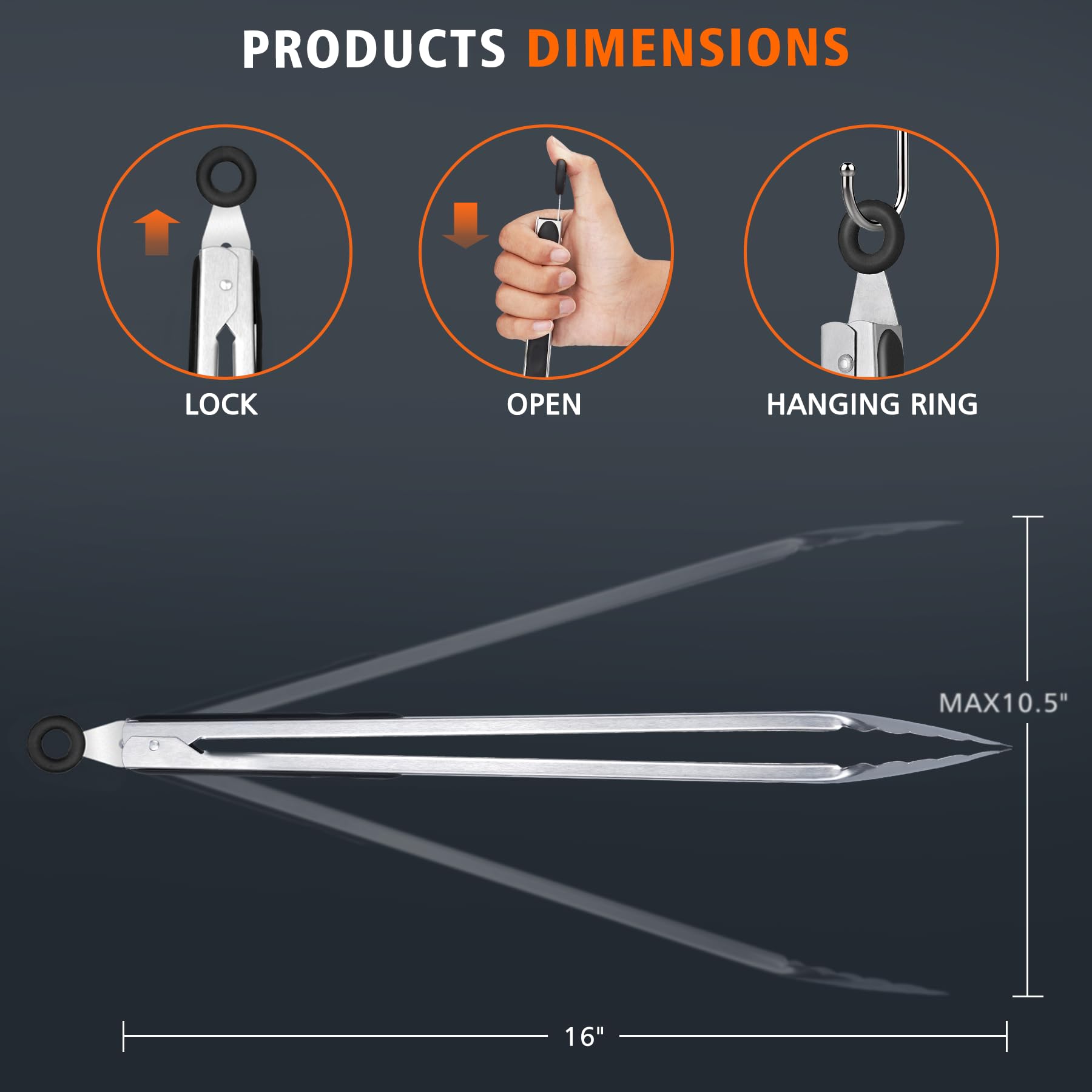 Hotec multi-use tongs ideal for grilling, serving, and daily kitchen tasks.