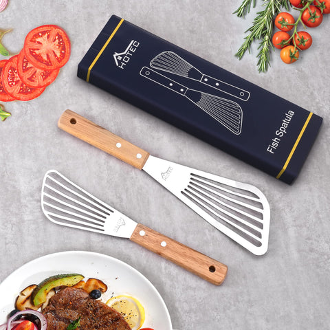 HOTEC spatulas make transferring seafood, burgers, and pancakes easy.