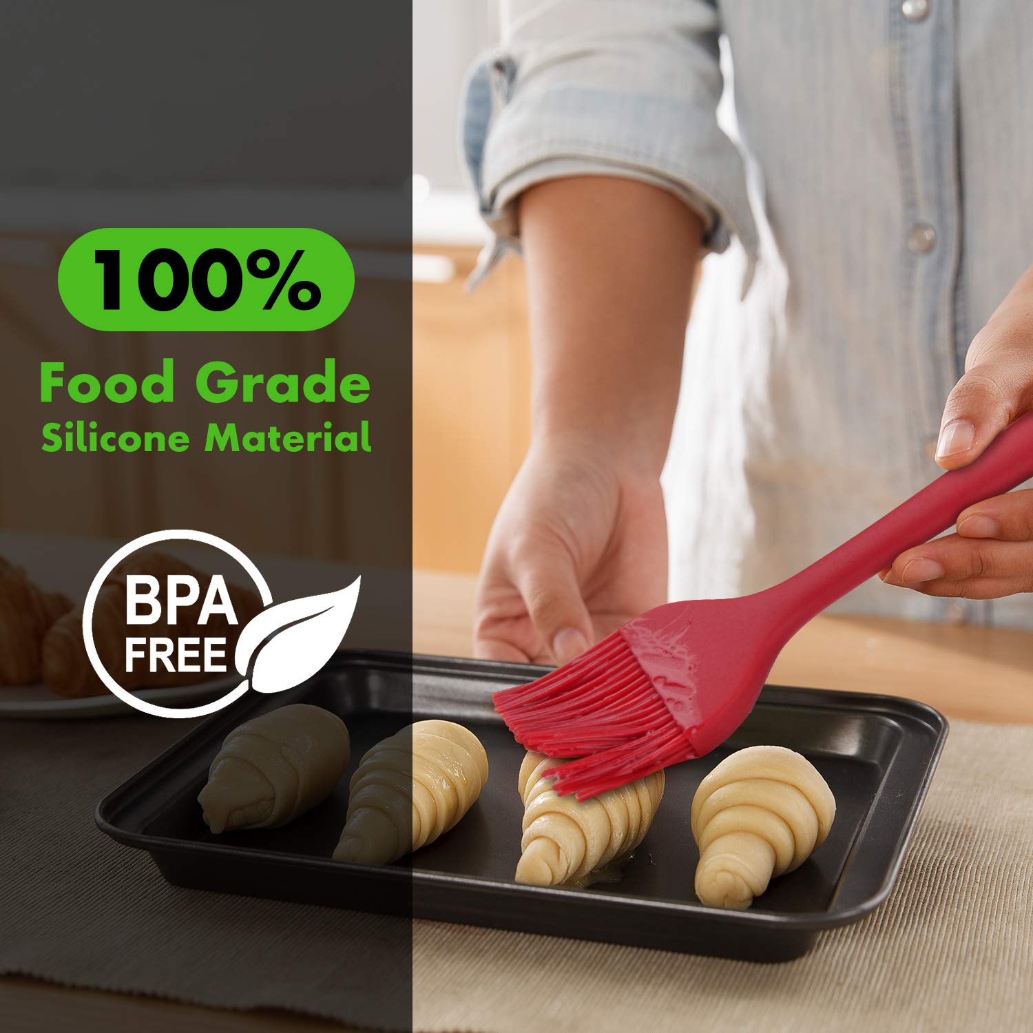 HOTEC silicone bristles stay intact, reducing shedding into food.