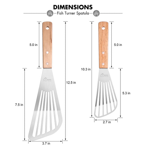 HOTEC stainless steel head spatula offers durable lifting for pancakes and eggs.