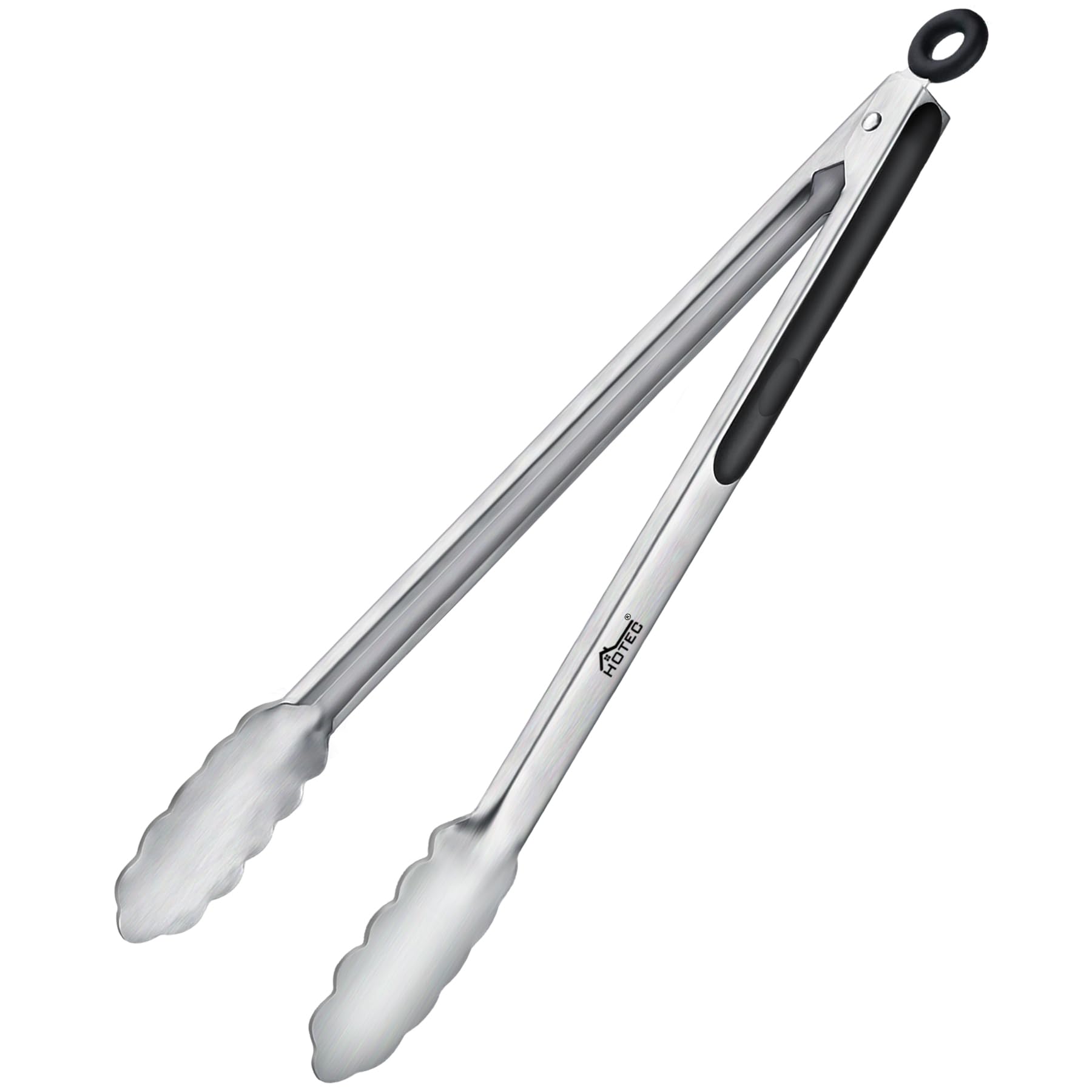 Hotec stainless steel tongs 16in with locking ring for secure cooking and serving.