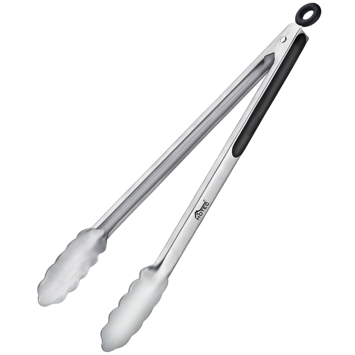 Hotec stainless steel tongs 16in with locking ring for secure cooking and serving.