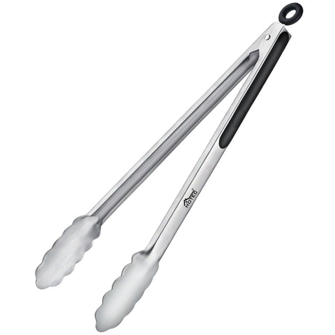 Hotec stainless steel tongs 16in with locking ring for secure cooking and serving.