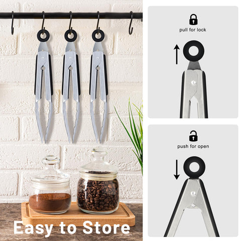 Hotec tongs compact storage design saves kitchen space.