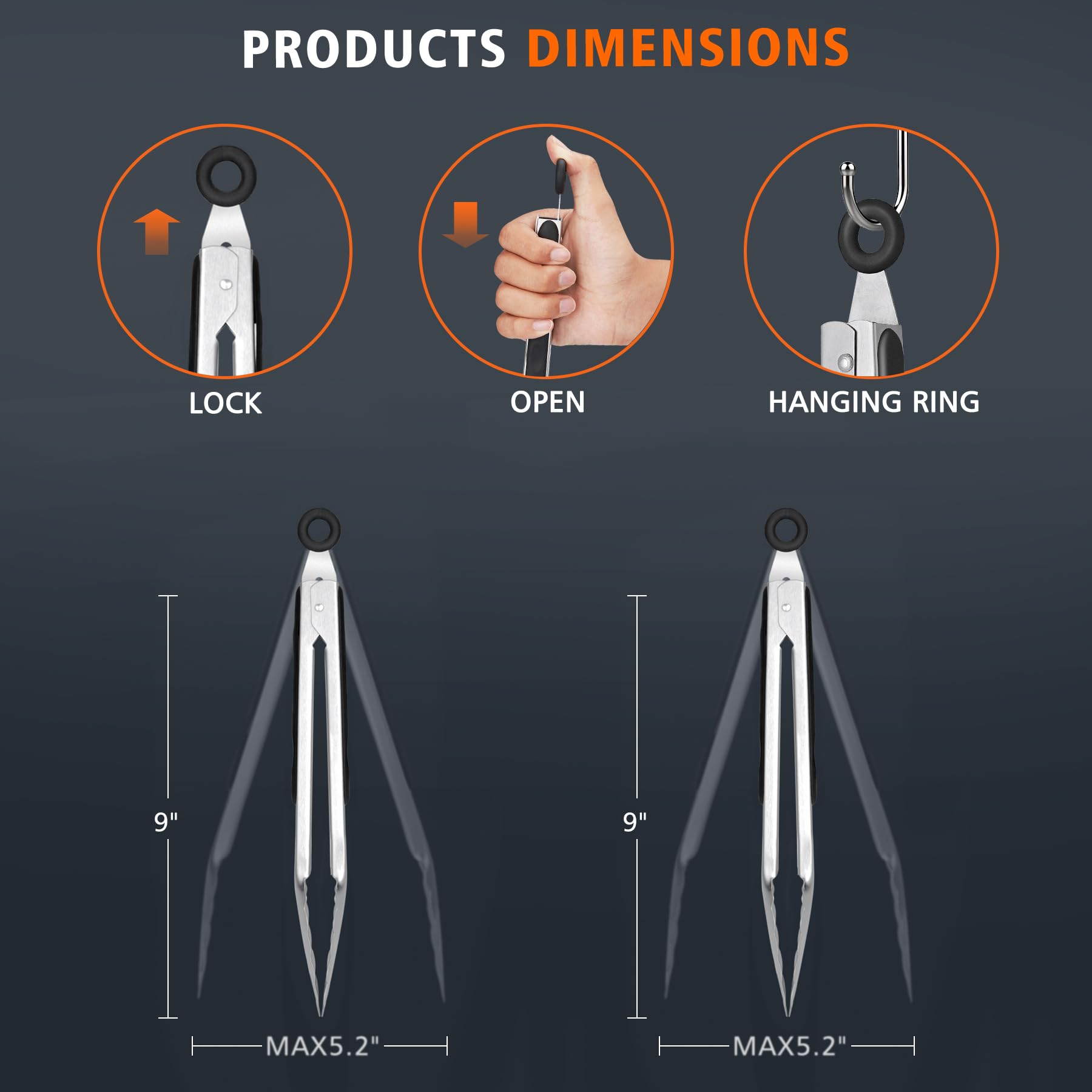 Hotec tongs dishwasher-safe for simple cleanup after meals
