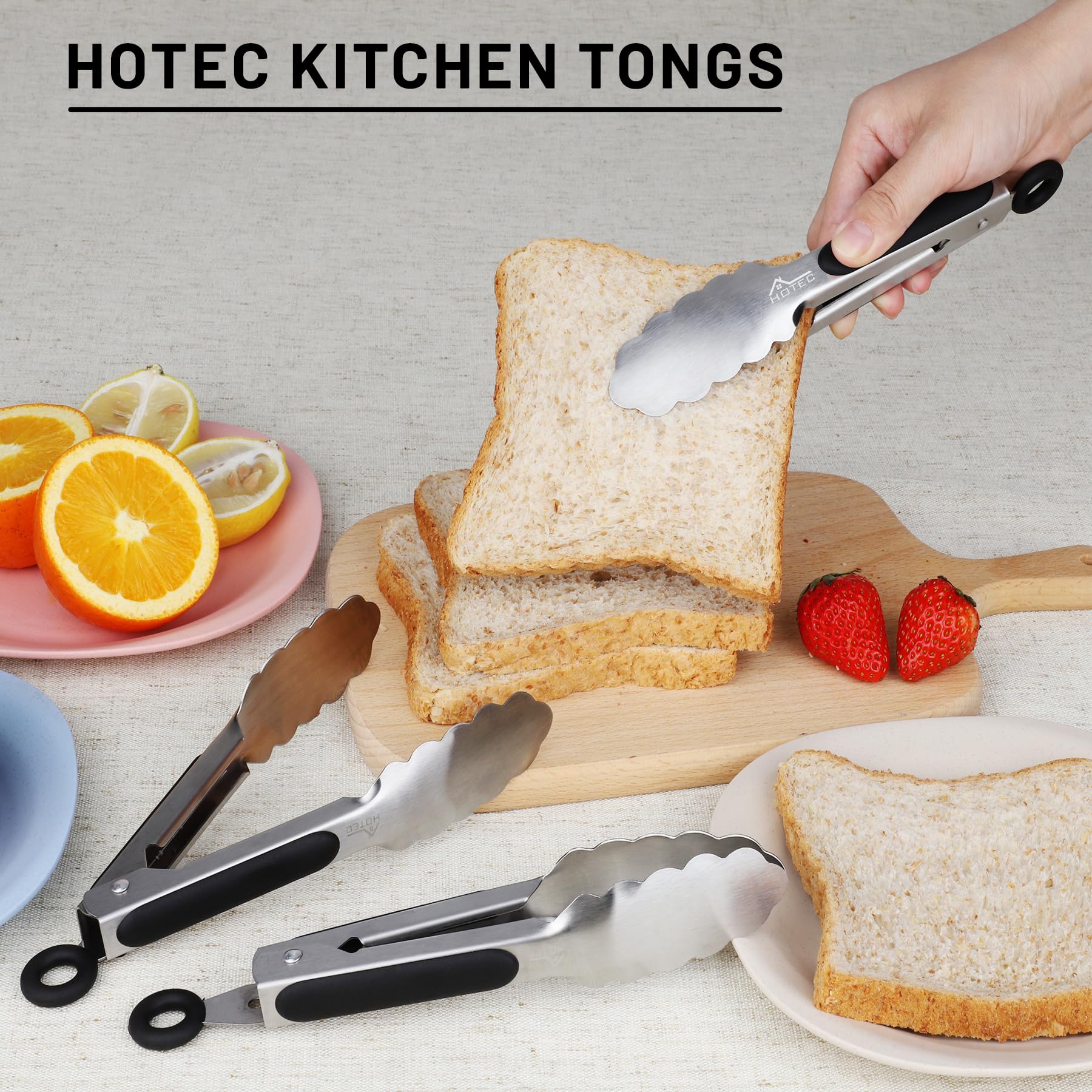Hotec tongs are dishwasher safe for quick cleanup after meals.