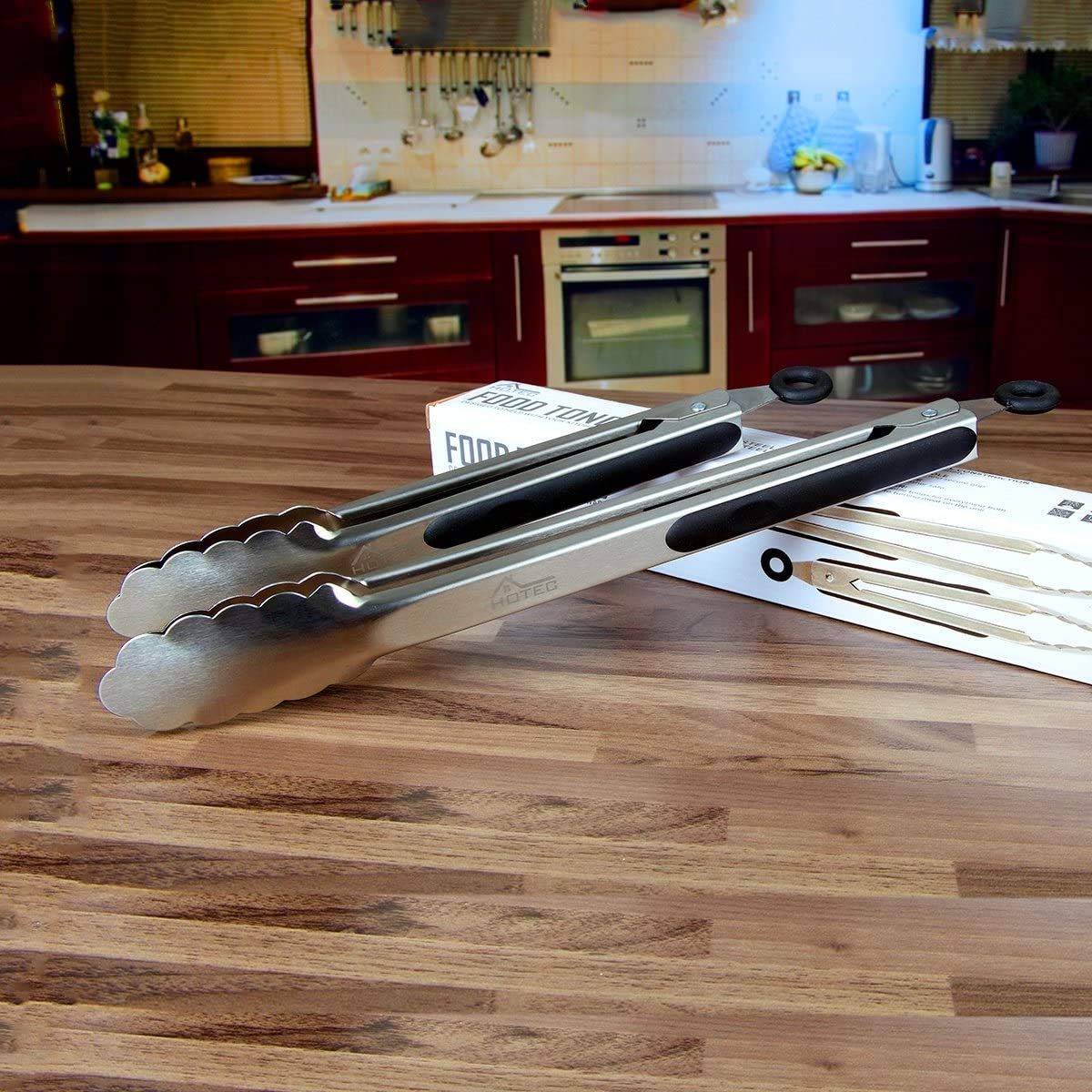 Hotec tongs versatile for indoor and outdoor cooking tasks
