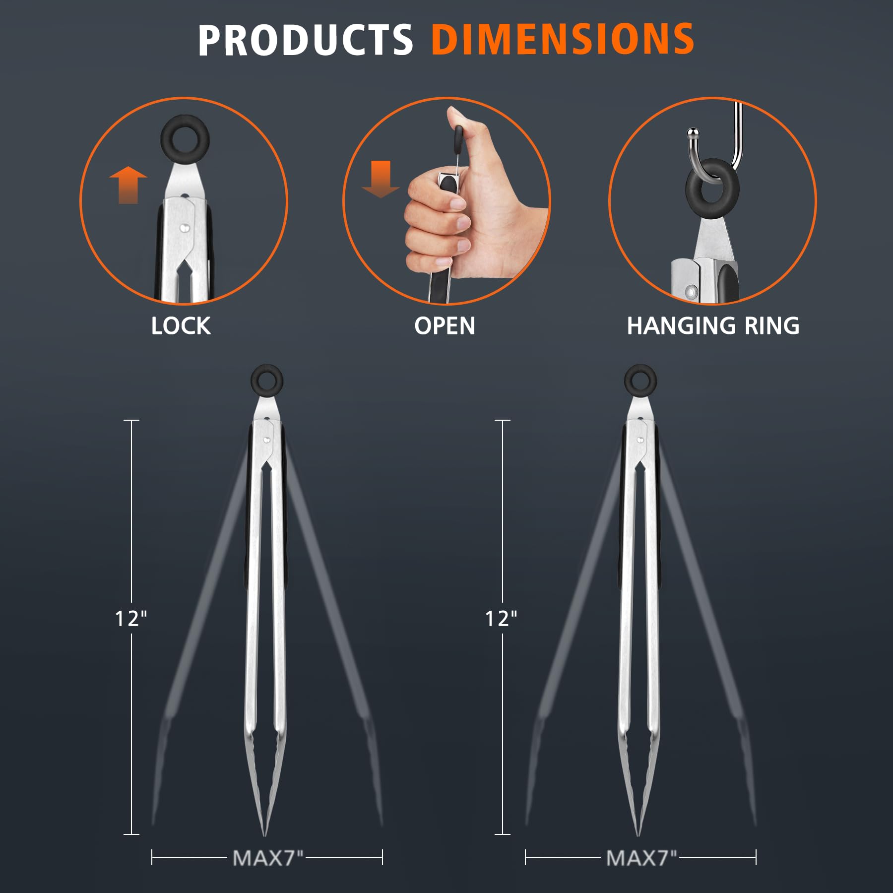 Hotec tongs ideal for salads and grilling, enhancing kitchen efficiency.