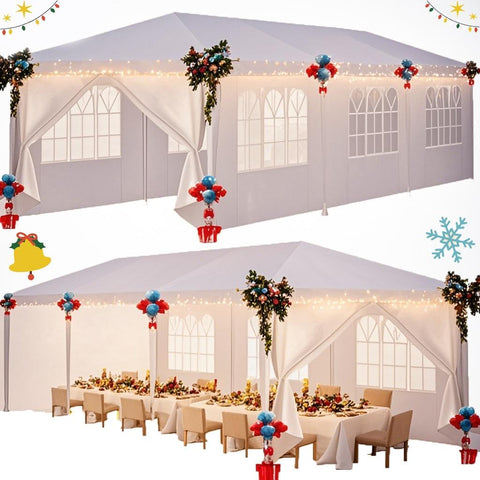 Hoteel 10x30ft party tent setup showing spacious shade for outdoor events