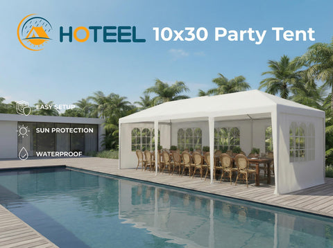 Hoteel backyard wedding use for versatile party coverage.