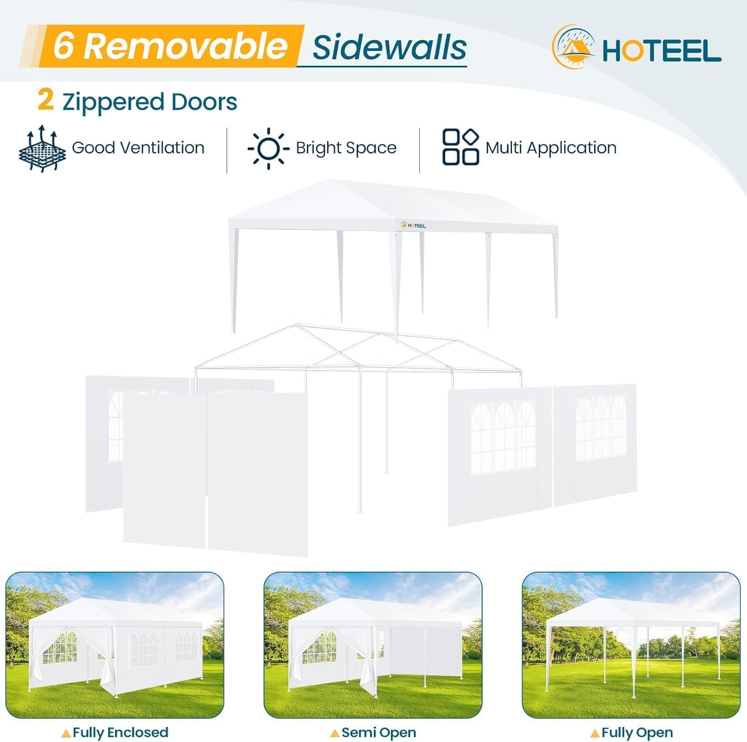 Hoteel easy-assembly design lets two people set up in minutes