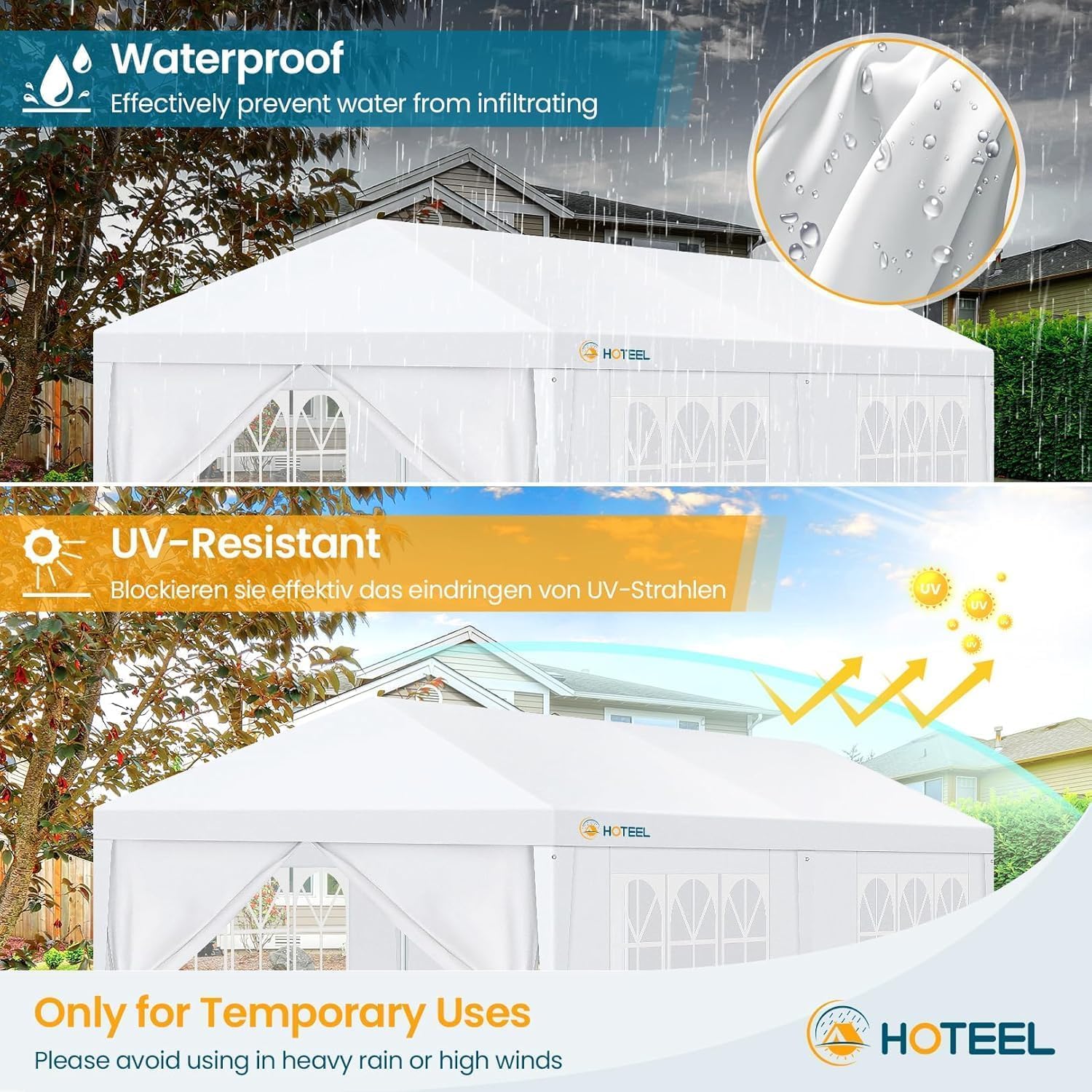 Hoteel outdoor event canopy offering shade and shelter