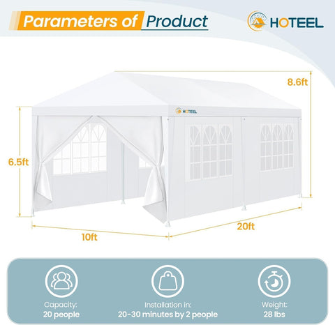 Hoteel spacious tent accommodates up to 30 guests and two round tables