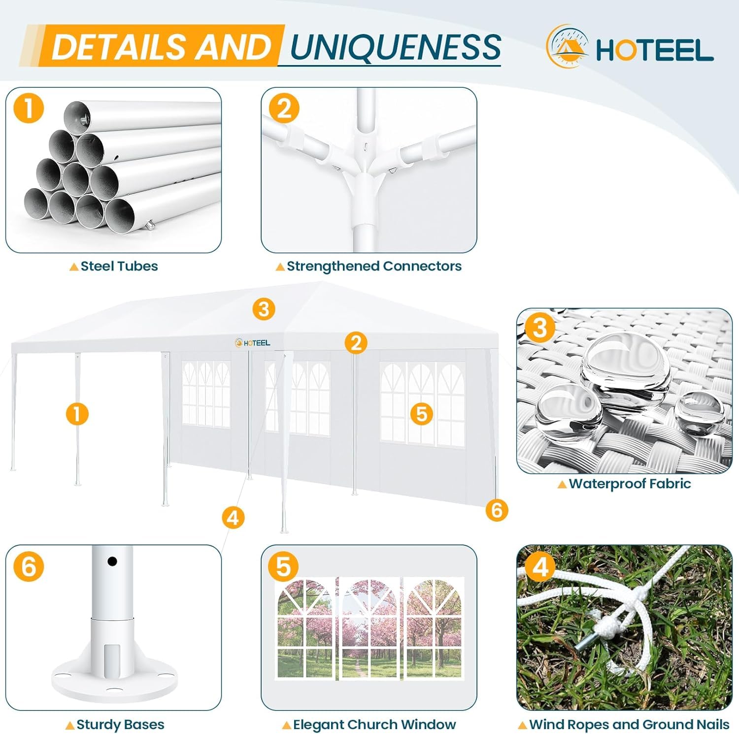 Hoteel waterproof outdoor canopy keeps guests sheltered during varying weather