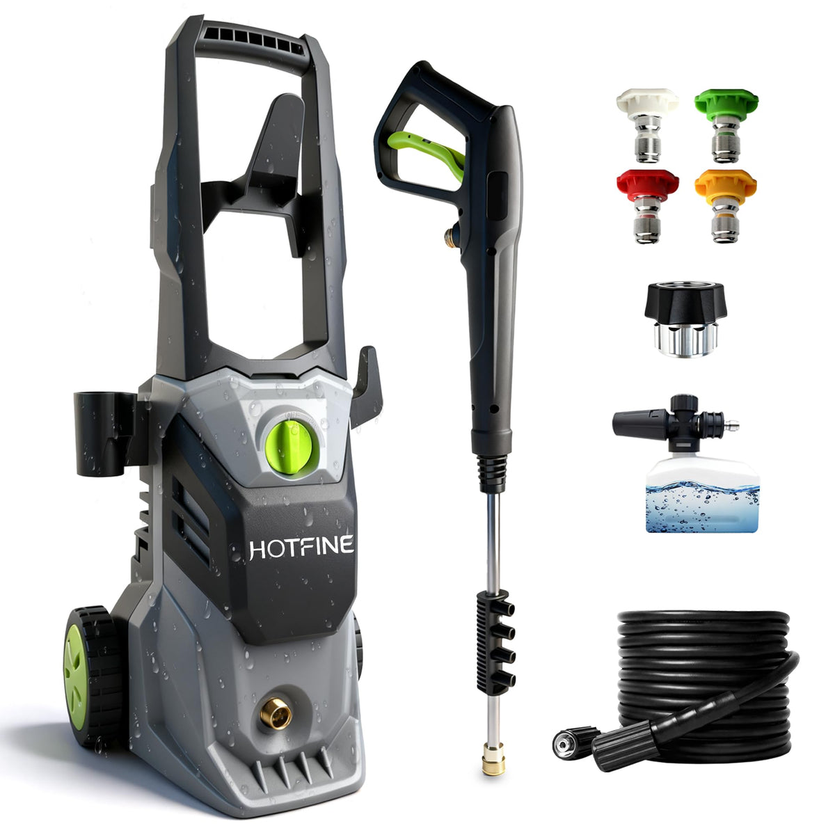 HOTFINE pressure washer foam cannon for dense foam and car cleaning.