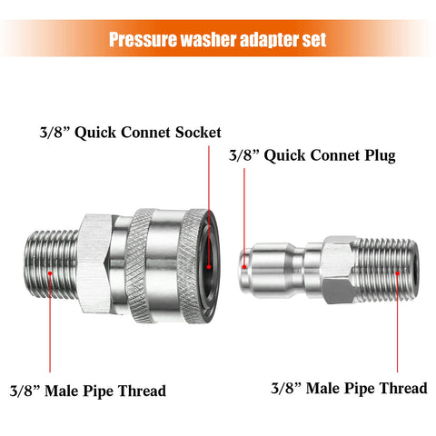 Hotop 3/8 inch quick connector close-up, easy hose attachment.