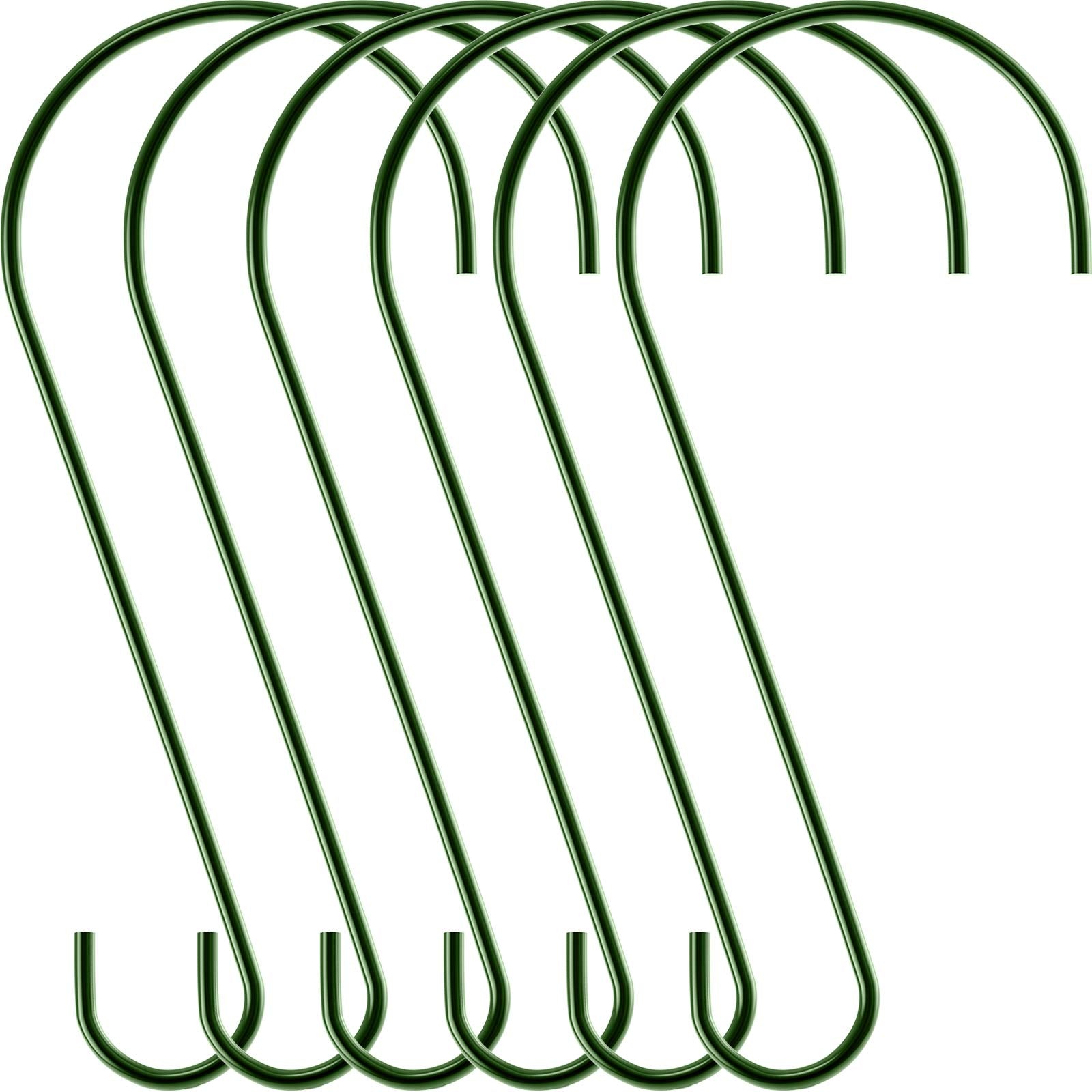 Hotop 6-piece green S hooks set for versatile garden and home hanging.