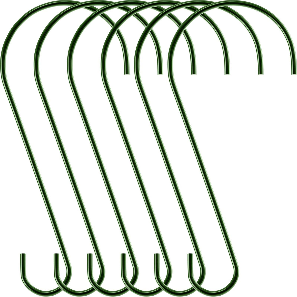 Hotop 6-piece green S hooks set for versatile garden and home hanging.