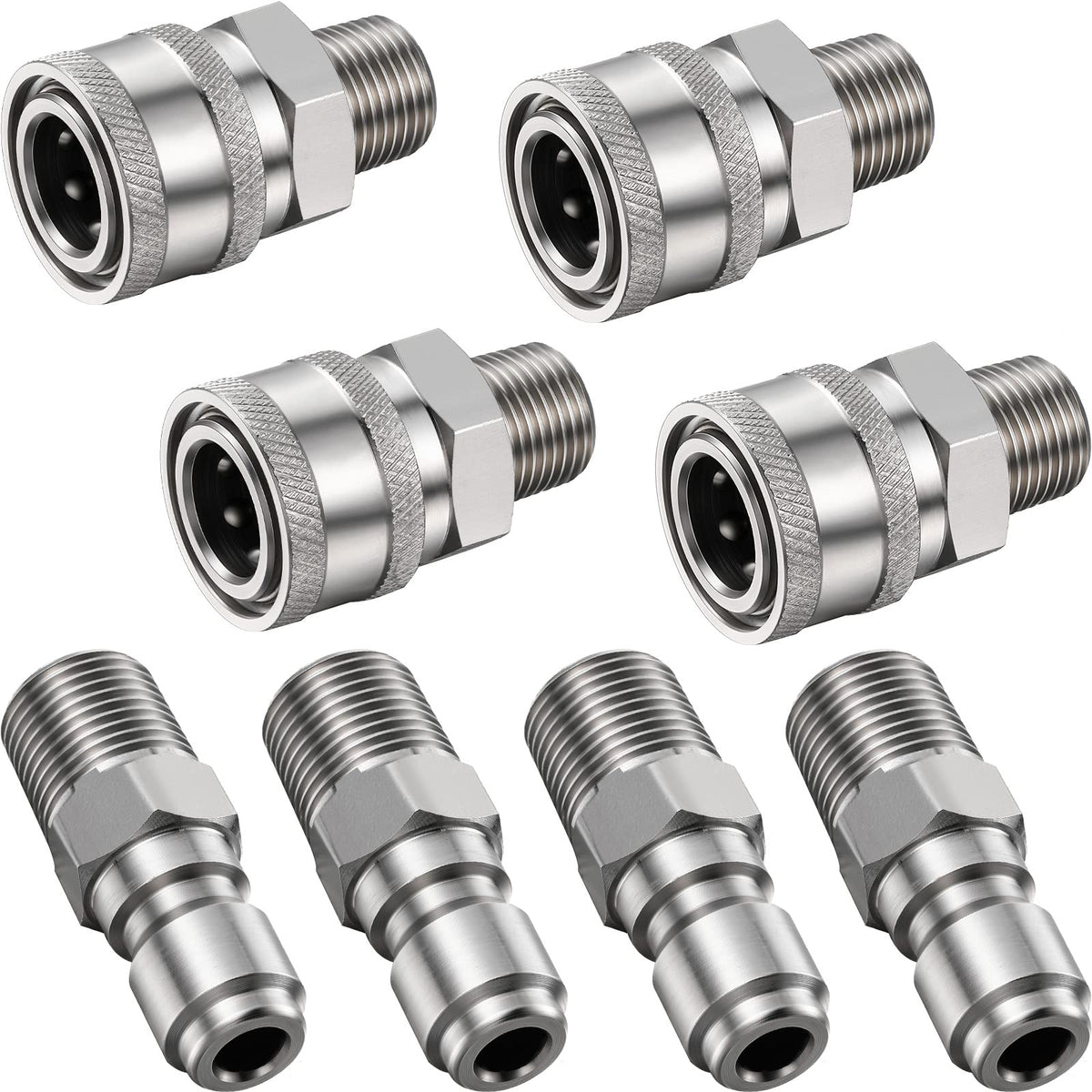 Hotop 8-pcs NPT 3/8 inch adapter set close-up, durable brass fittings.