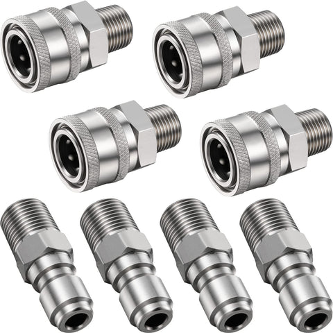Hotop 8-pcs NPT 3/8 inch adapter set close-up, durable brass fittings.