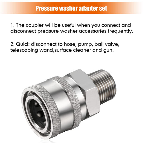 Hotop adapters connecting hose and pressure washer fitting for secure seal.