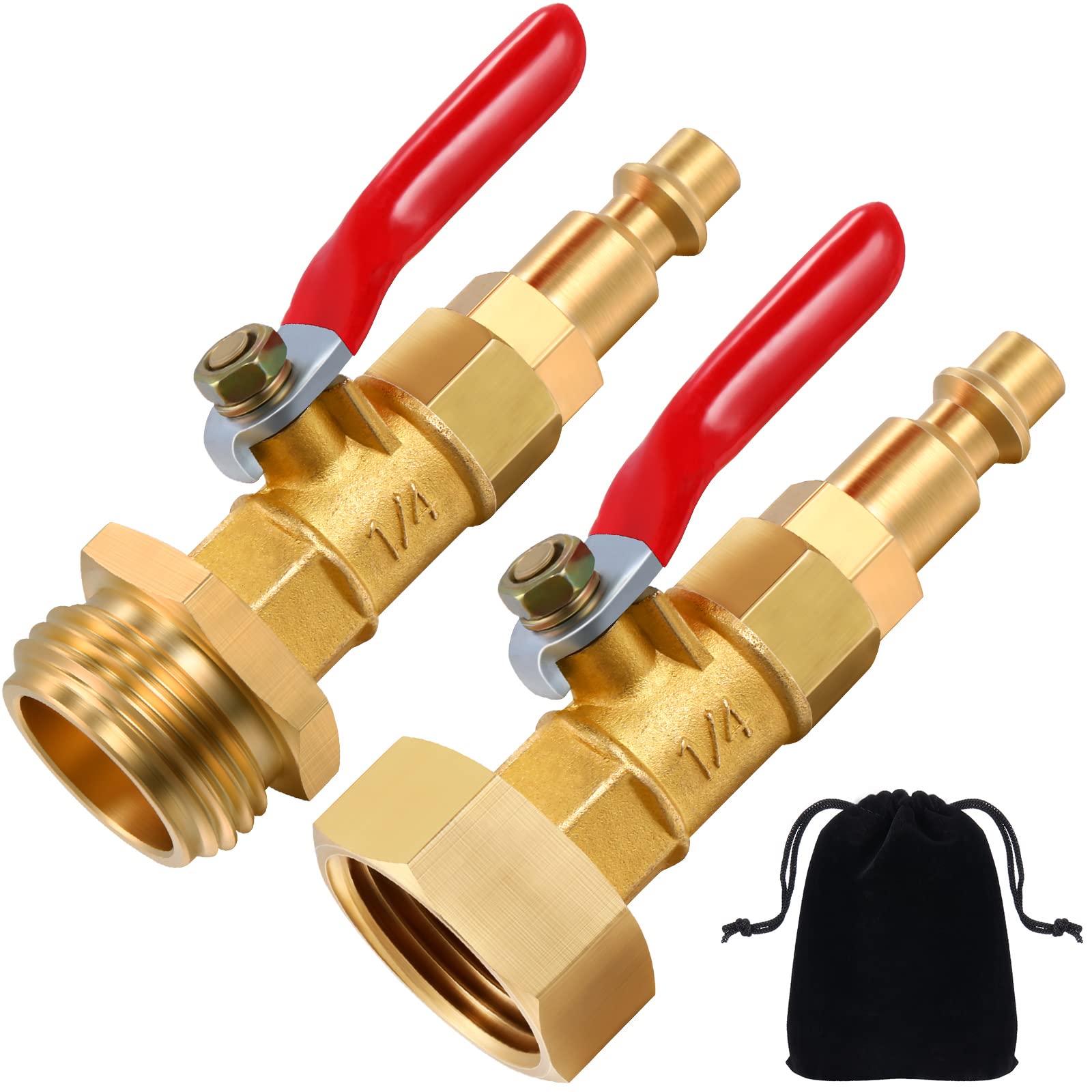 Hotop brass winterize adapter with 1/4 inch quick plug for RV winterization