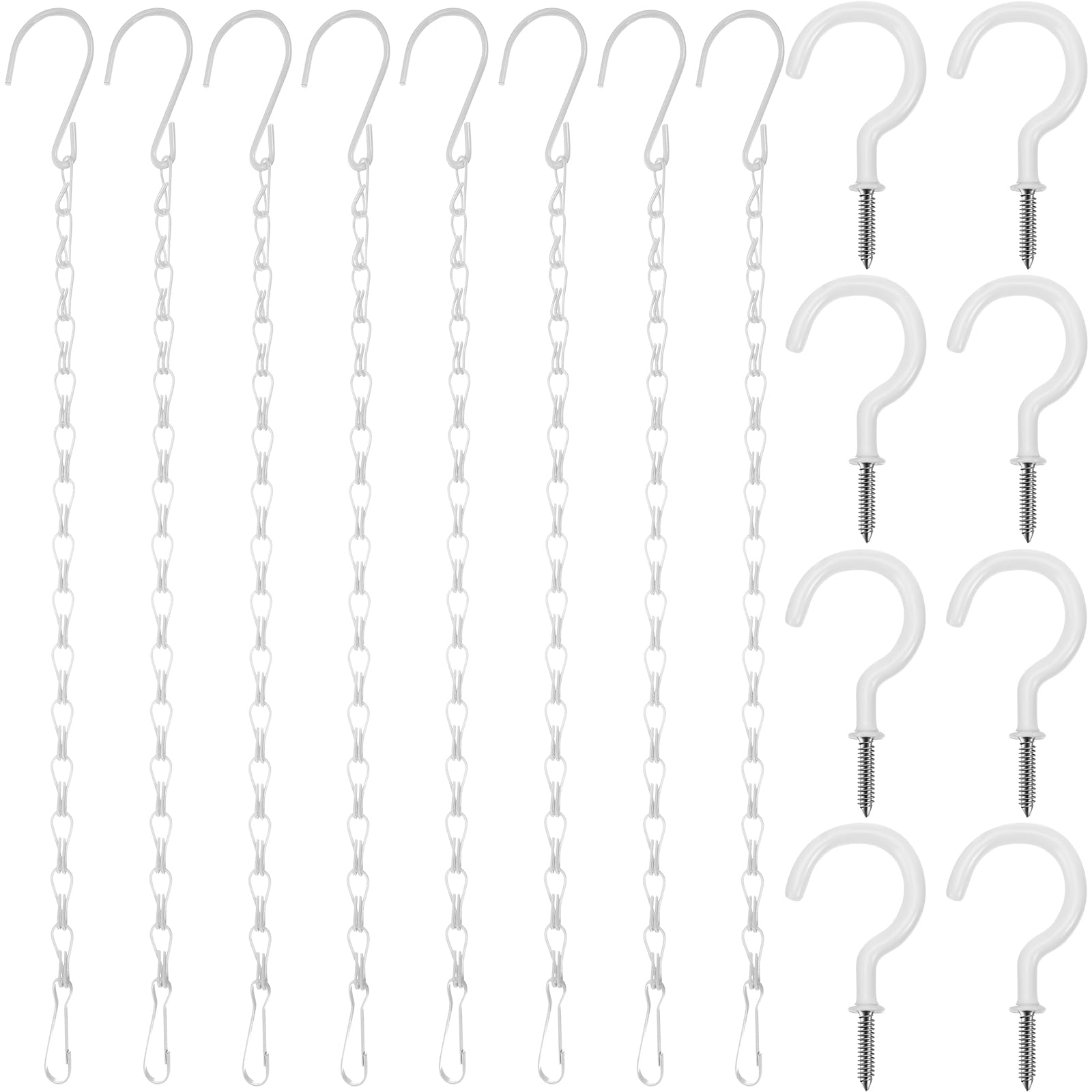 Hotop white hanging chains, 12-inch length, ideal for space-saving plant displays.