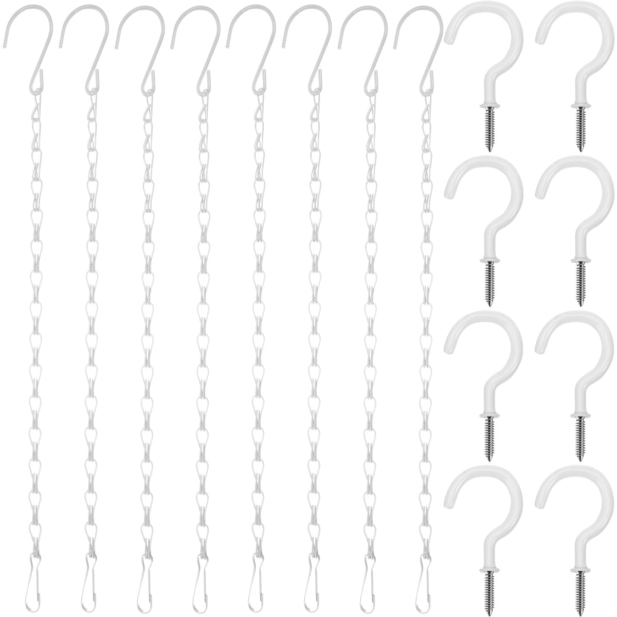 Hotop white hanging chains, 12-inch length, ideal for space-saving plant displays.