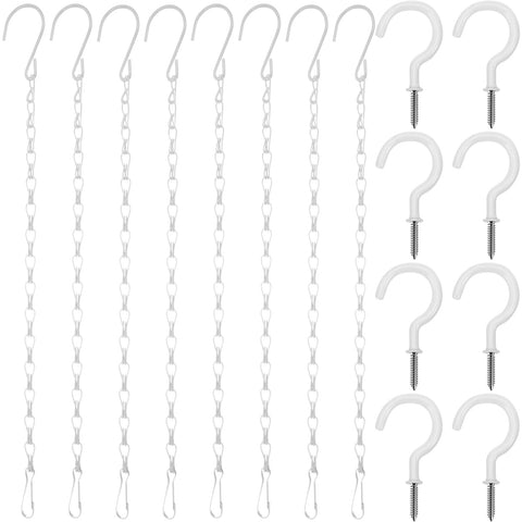 Hotop white hanging chains, 12-inch length, ideal for space-saving plant displays.