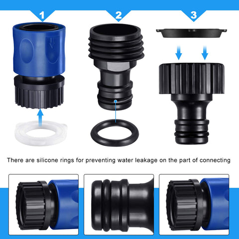 Hotop male and female hose connectors enable easy, tool-free installation.