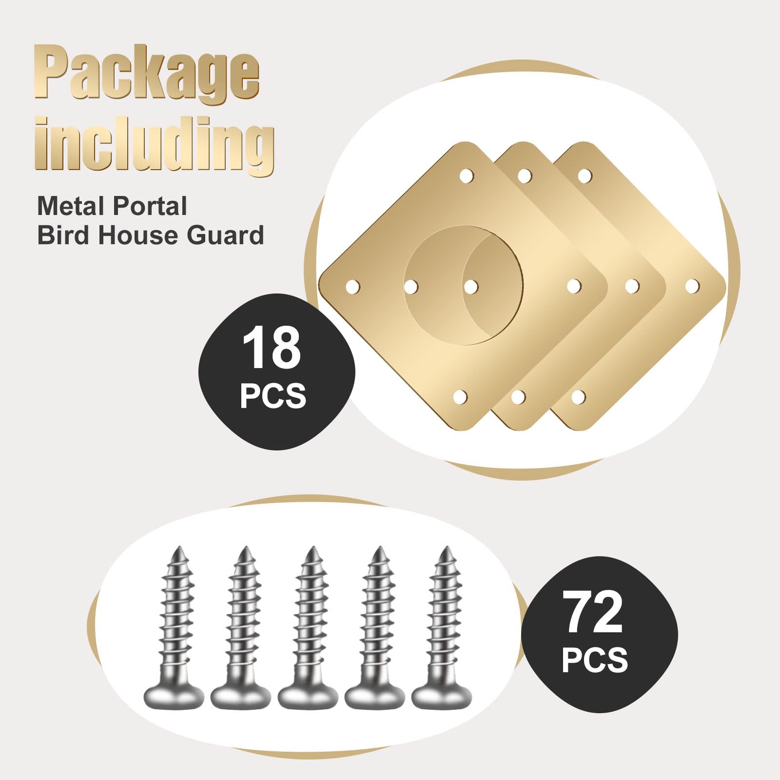 Hotop metal guard with screws included for easy birdhouse installation.