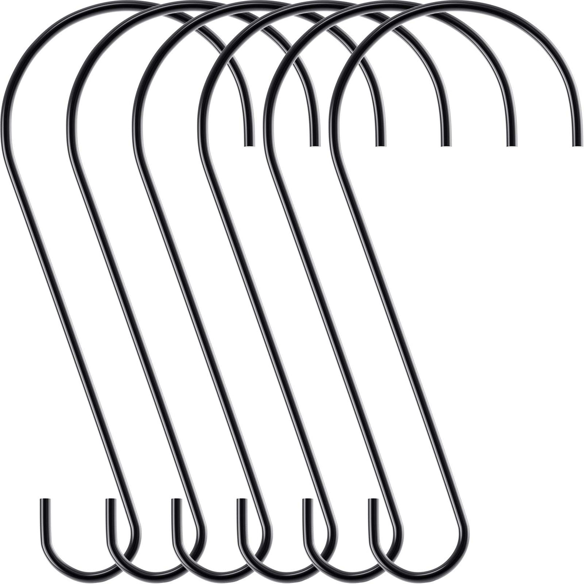 Hotop S-hooks 12inch black hang bird feeders securely from a tree branch.