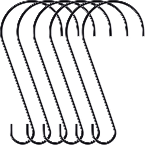Hotop S-hooks 12inch black hang bird feeders securely from a tree branch.