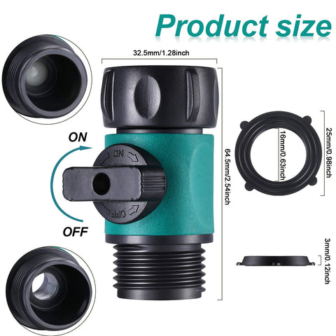 Hotop 3/4 inch thread valve for standard hoses provides quick shut-off.