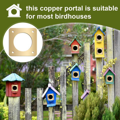 Hotop copper portal fits most birdhouses with simple four-corner screws