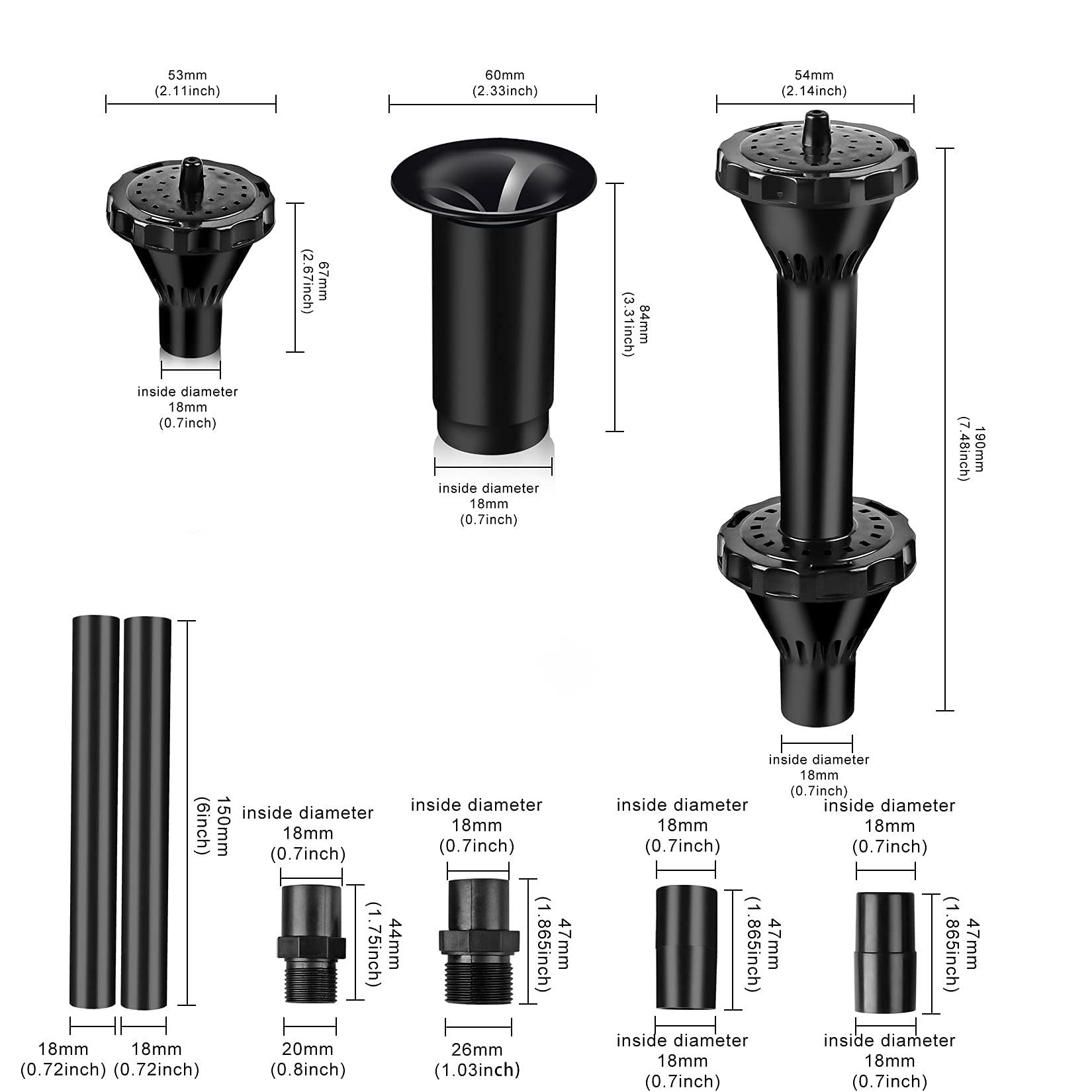 Hottche fountain nozzle with Mushroom pattern delivers soft arc spray.