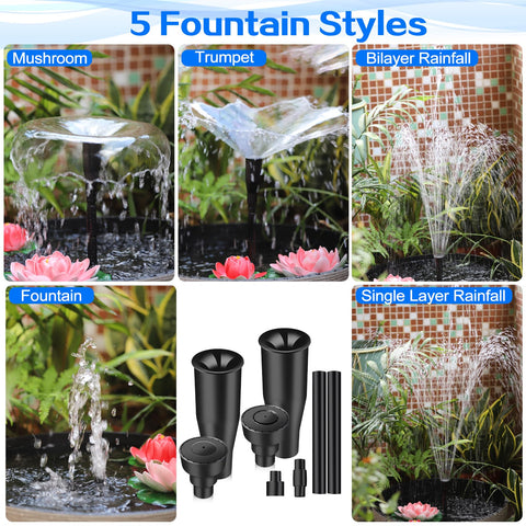 Hottche blossom and trumpet pattern nozzles displayed for pond decor