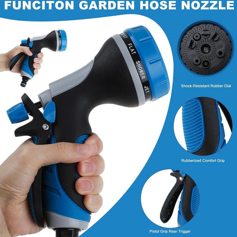 HouGariee garden nozzle features 360-degree rotation for flexible angles.