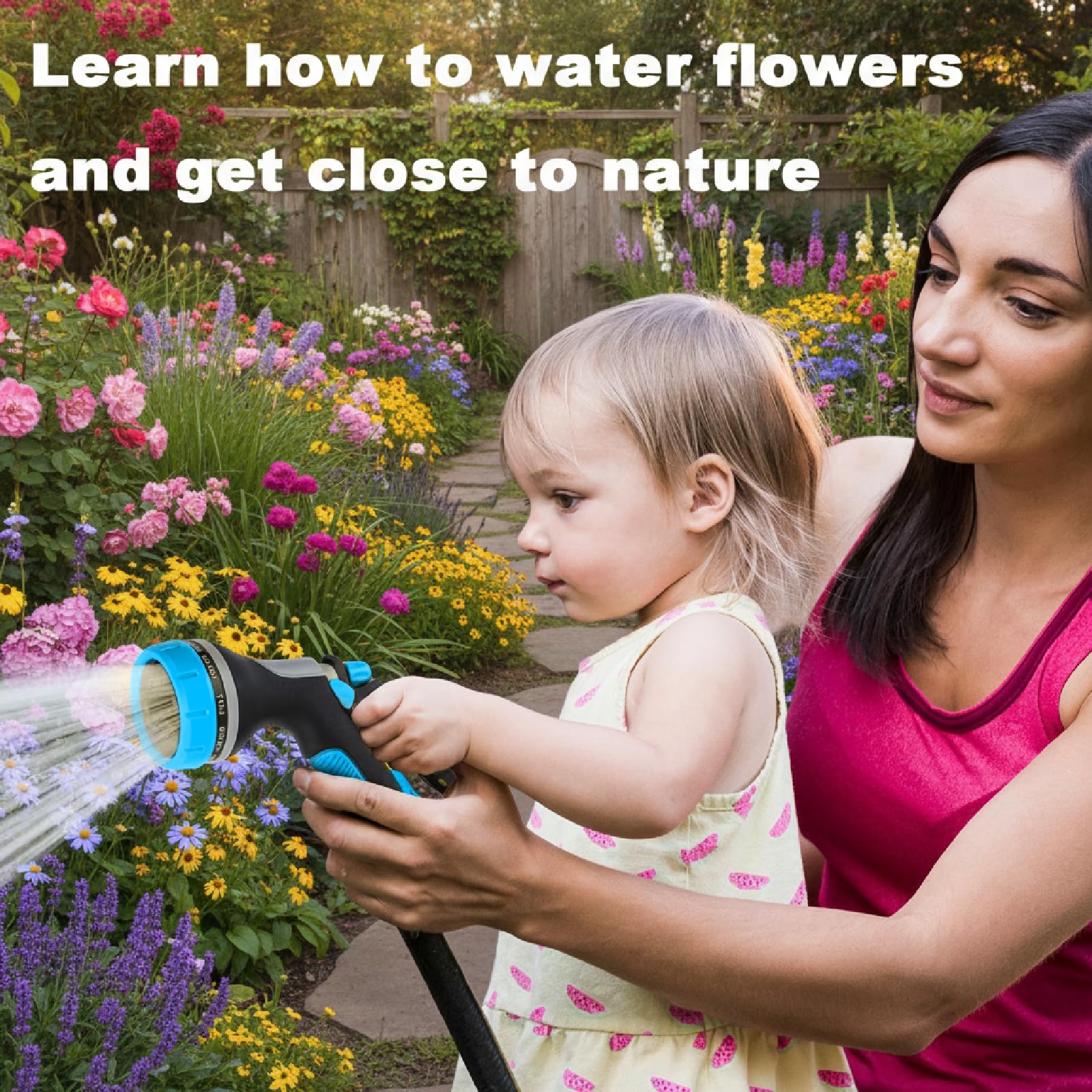 HouGariee garden nozzle high-pressure spray cleans dirt effectively.