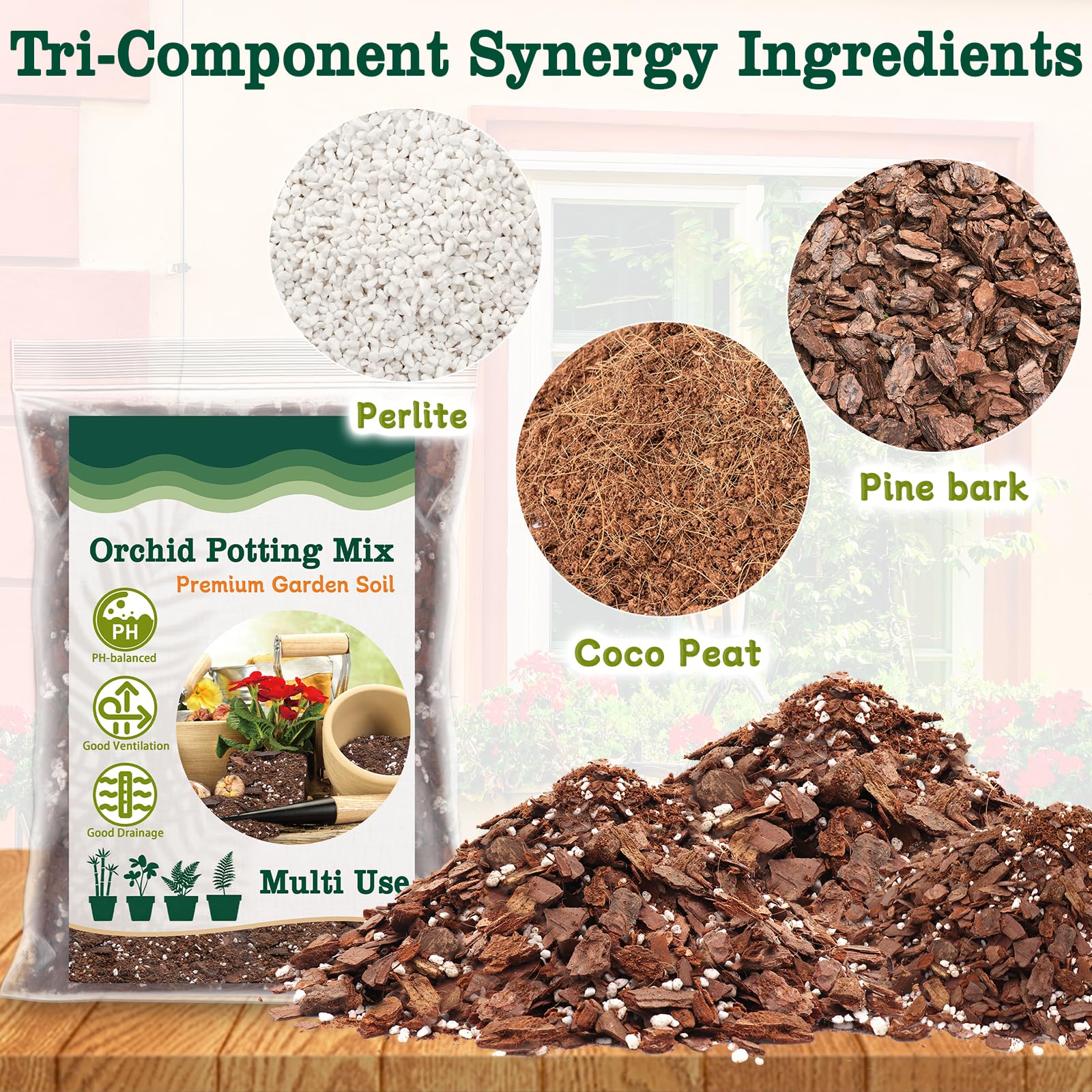 HOUNANG orchid mix pine bark texture improving drainage and air flow in pots
