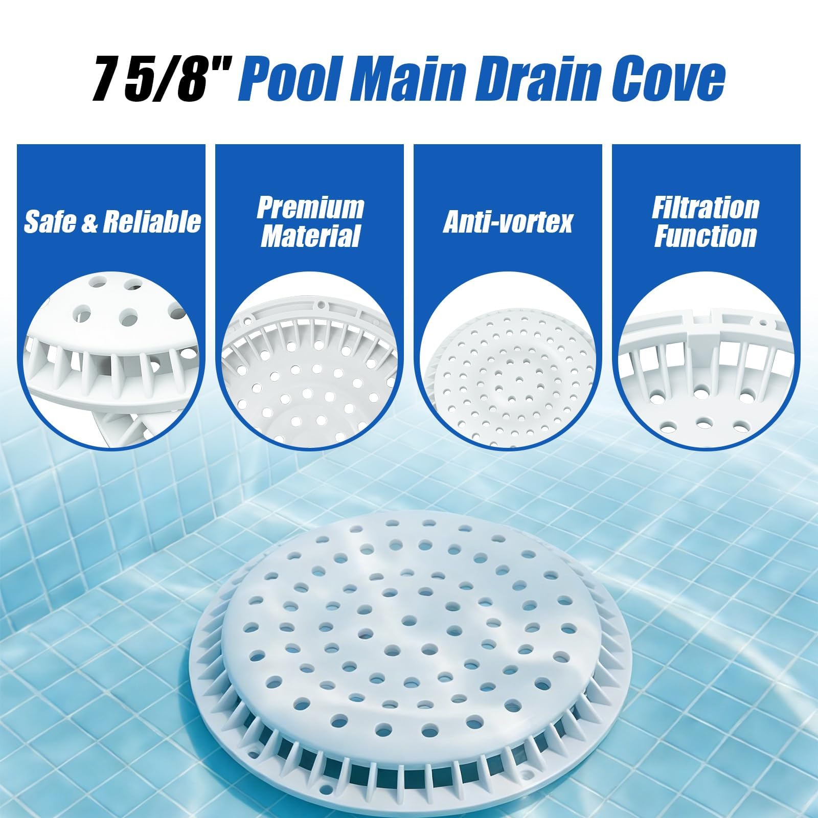 Houoto 642-2150V swimmer protection with small holes minimizes entrapment risk