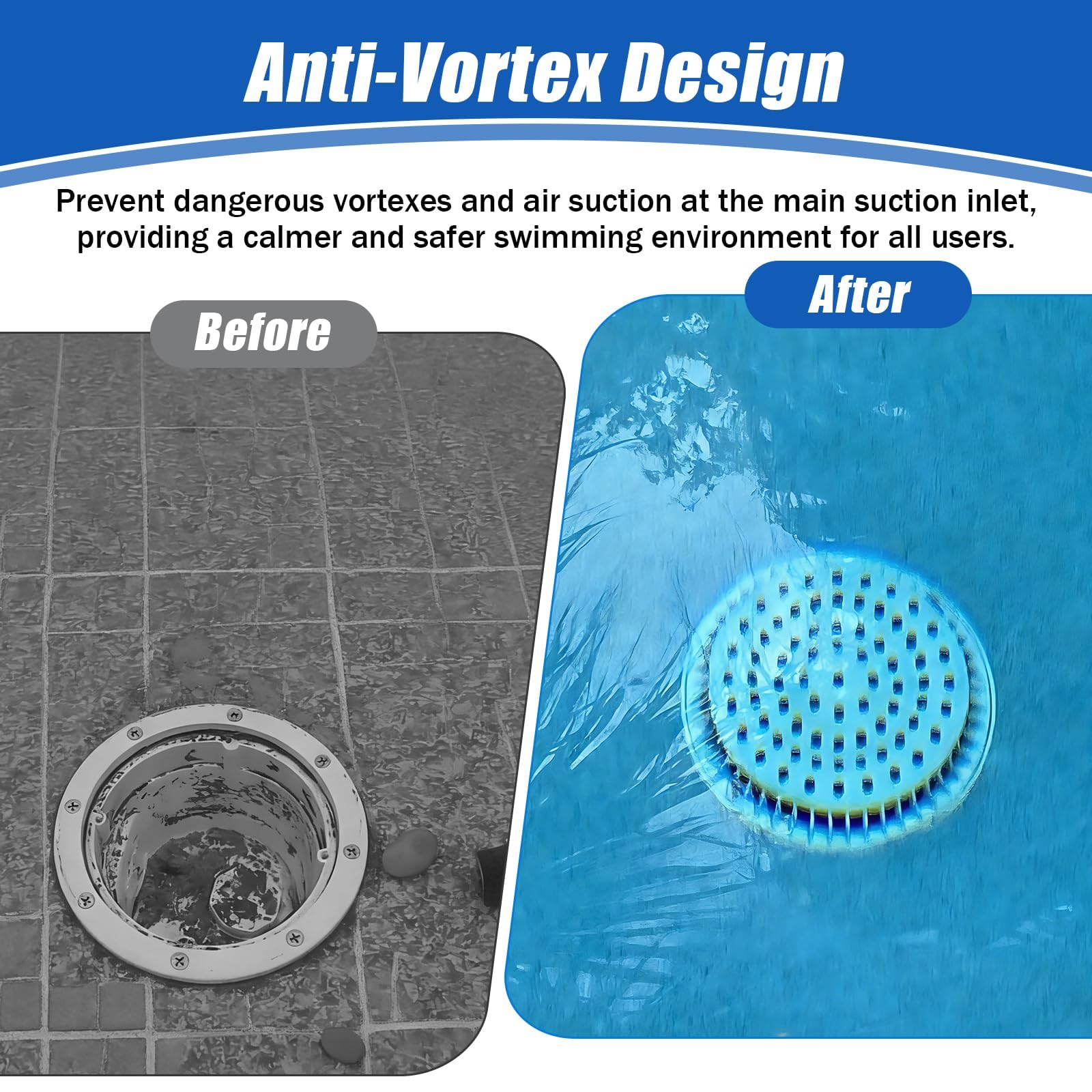 Houoto 642-2150V white main drain cover complements any pool design