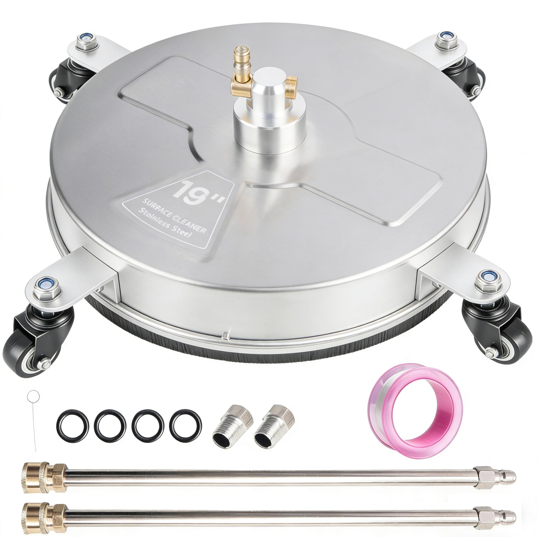 Hourleey 19-inch surface cleaner on concrete for efficient flat-area cleaning.