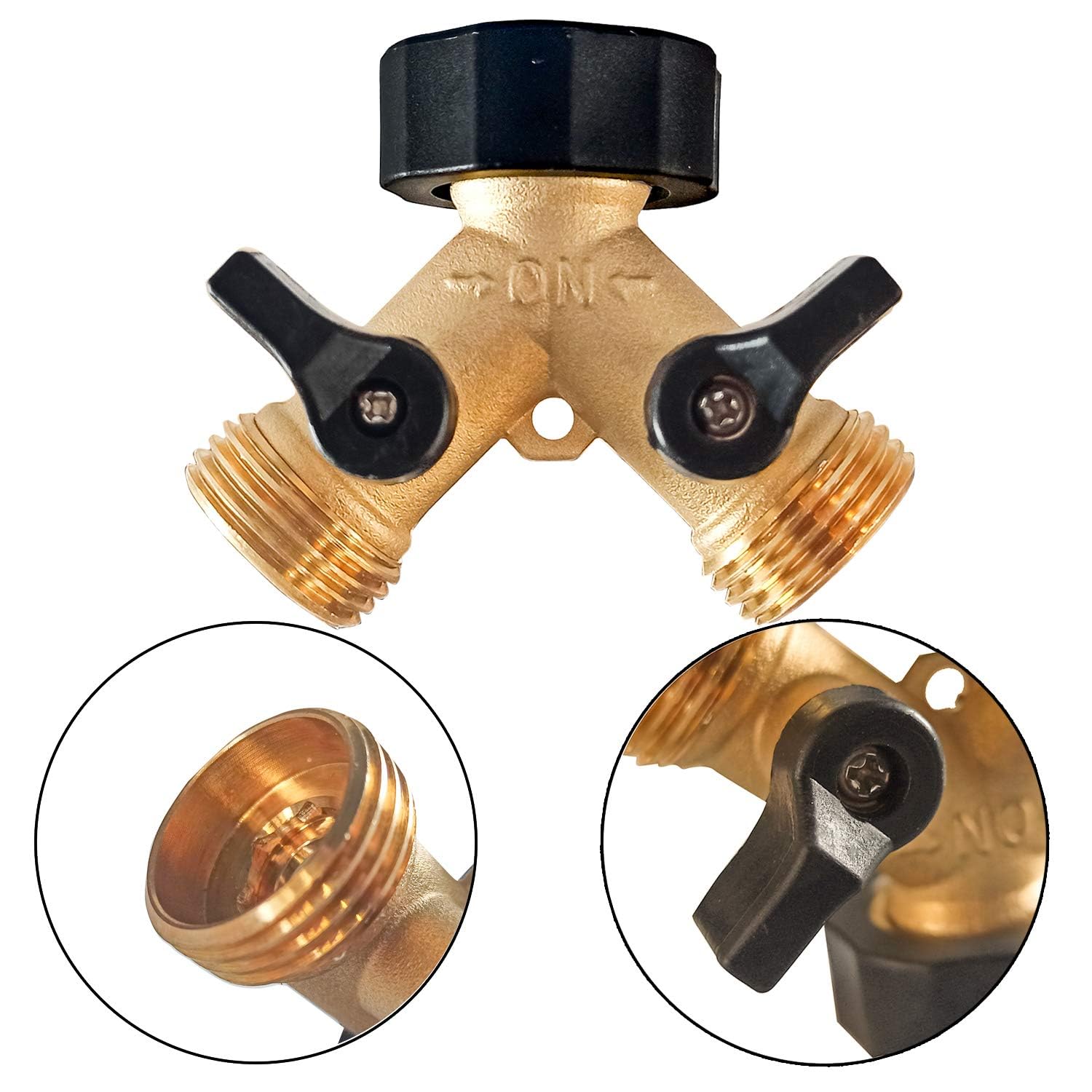 Hourleey 3/4-inch hose connector demonstrates standard fit to faucet or hose