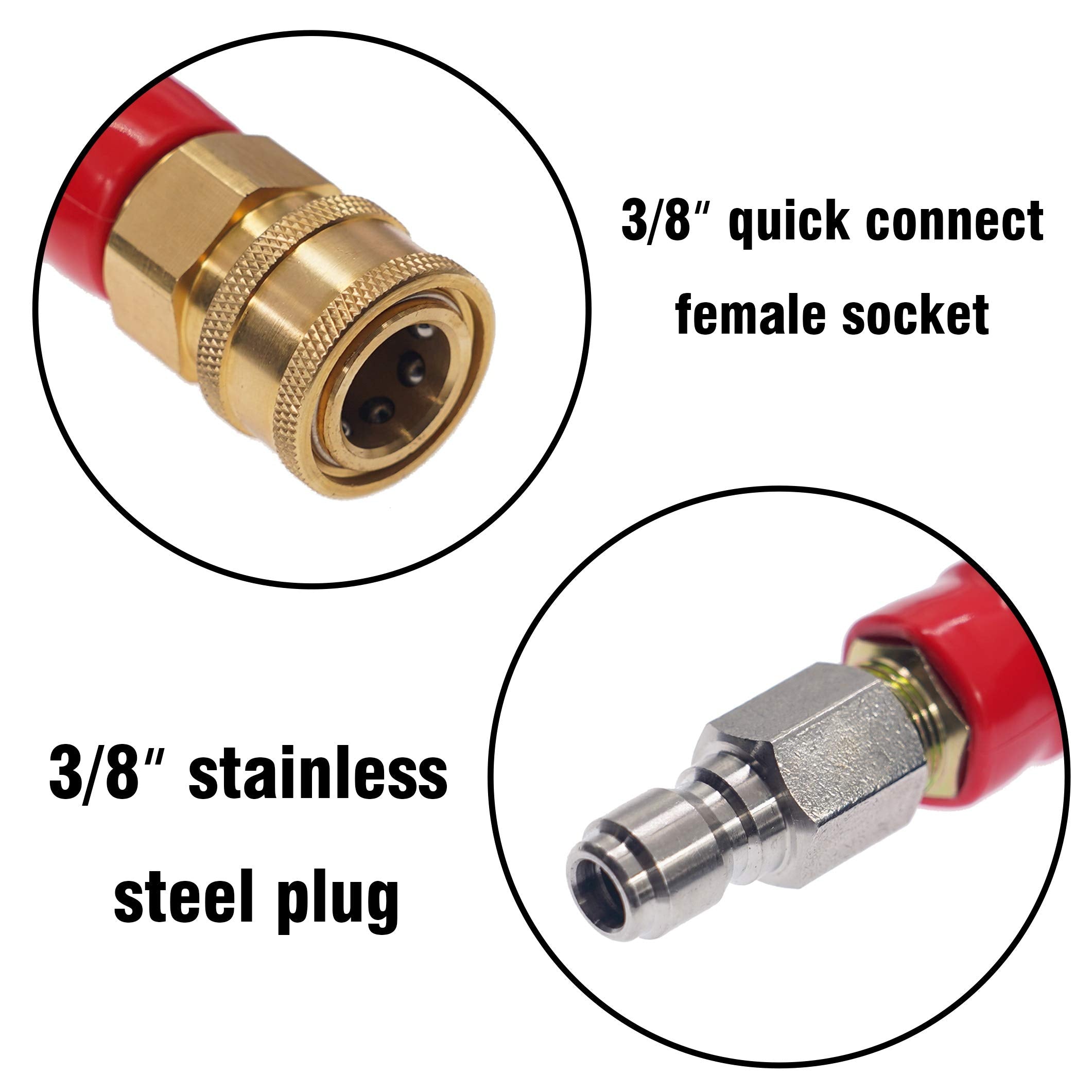 Hourleey hose end features 3/8 inch quick-connect for quick setup.