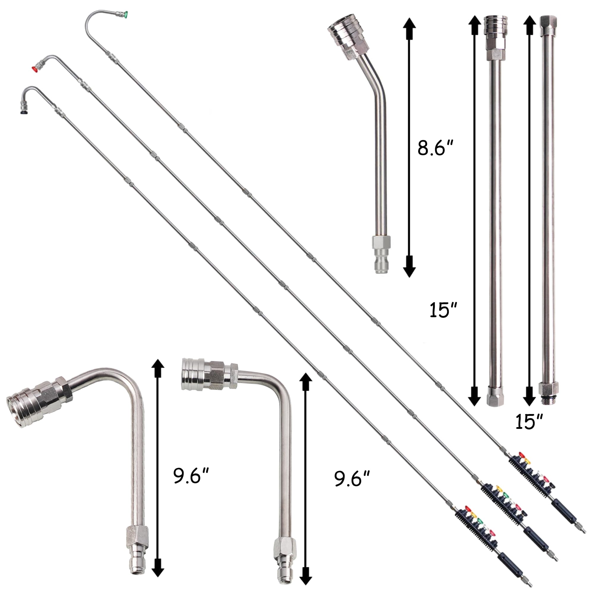 Hourleey 9-pack extension wand with a 120-degree curve for high-angle rinsing