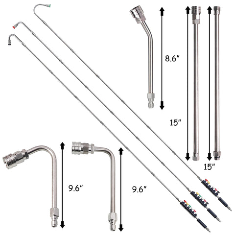 Hourleey 9-pack extension wand with a 120-degree curve for high-angle rinsing